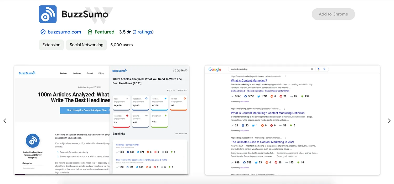 اکستنشن Buzzsumo برای سئو