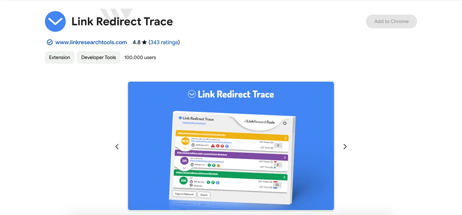 اکستنشن Link Redirect Trace برای گوگل کروم